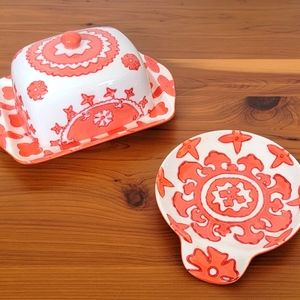 Anthropologie Home butter dish and spoon rest set